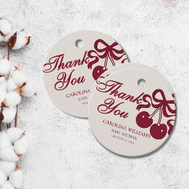 Burgundy Modern Cherry Baby Dusche Geschenkanhänger