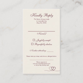 Burgundy Modern Mix and Match Wedding RSVP Card Visitenkarte