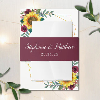 Burgundy Modern Script Typografy Wedding Einladungsbanderole
