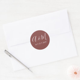 Burgundy Monogram Elegant Wedding Runder Aufkleber