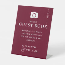 Burgundy Monogram Foto Guest Book Wedding
