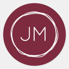 Burgundy Monogram Wedding Stickers