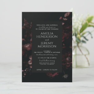 Burgundy Moody Floral Einladung