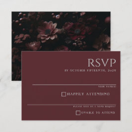 Burgundy Moody Floral RSVP Karte