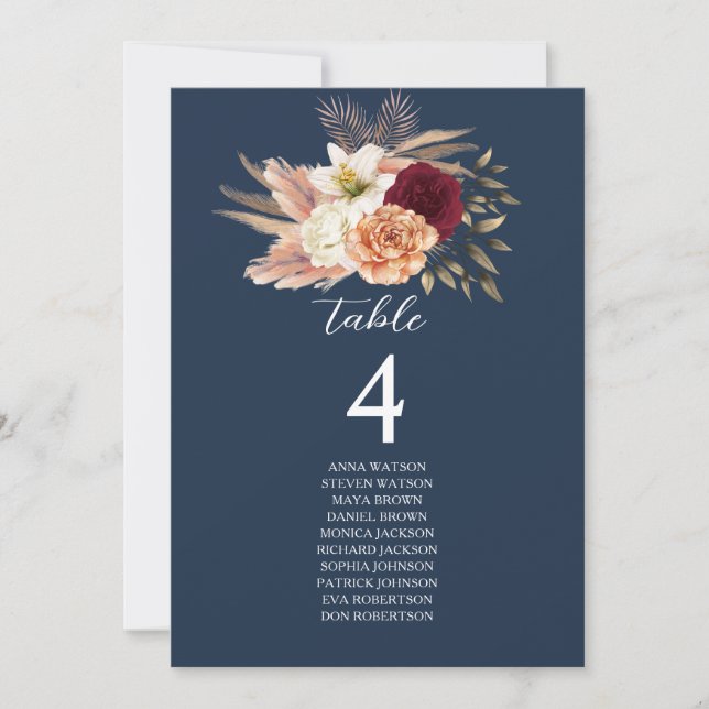 Burgundy Navy Blue Wedding Seating (Vorderseite)