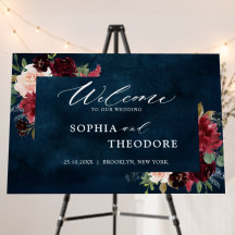 Burgundy Navy Blumenschaum Rustikale Hochzeitsnach