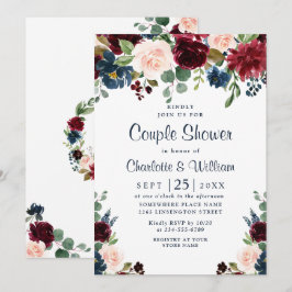 Burgundy Navy Blush Blume COUPLE SHOWER Einladung