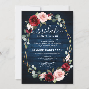 Burgundy Navy Blush Brautparty Einladung