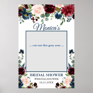 Burgundy Navy Blush Brautparty Foto Prop Poster
