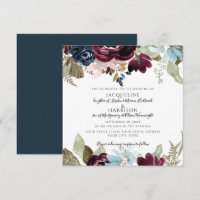 Burgundy Navy Blush Floral Elegante Foliage Hochze