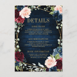 Burgundy Navy Blush Floral Geometric Wedding Begleitkarte