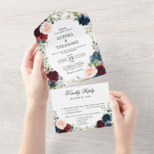 Burgundy Navy Blush Floral Gold Geometric Wedding