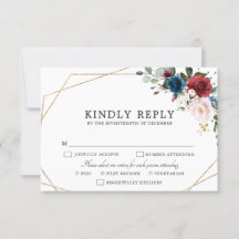 Burgundy Navy Blush Floral Gold Geometric Wedding