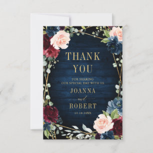 Burgundy Navy Blush Foto Dankeskarte