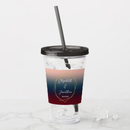 Burgundy Navy Blush Ombre Geometric Wedding Acryltrinkbecher