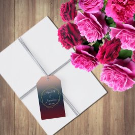 Burgundy Navy Blush Ombre Geometric Wedding Geschenkanhänger