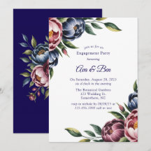 Burgundy Navy Blush Peony Engagement Party