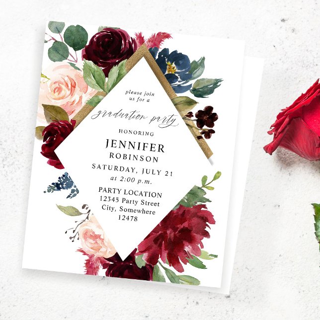 Burgundy Navy & Blush Pink Graduation Party (Von Creator hochgeladen)