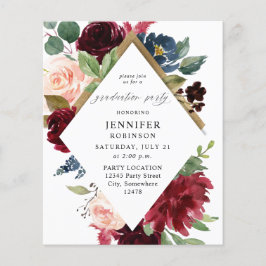 Burgundy Navy & Blush Pink Graduation Party Flyer
