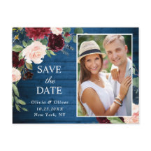 Burgundy Navy Blush Wedding speichern das Datum