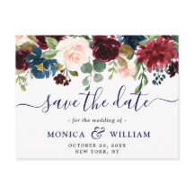 Burgundy Navy Blush Wedding speichern das Datum