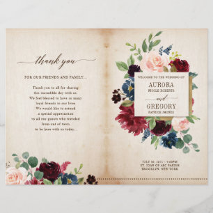 Burgundy Navy Floral Rustic Boho Country Programme
