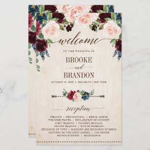 Burgundy Navy Floral Rustic Country Programme