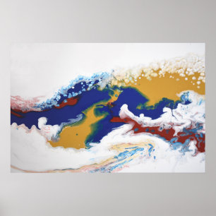 Burgundy Navy Fluid Marmor Akrylkkunst Abstrakt Poster