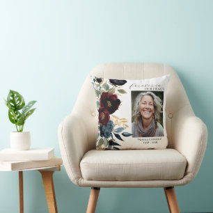 Burgundy Navy Foto Keepake Pillow Kissen