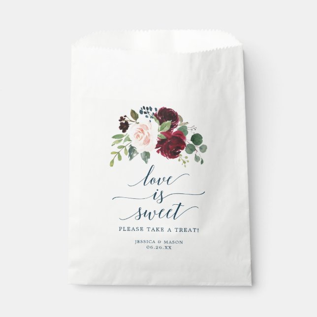 Burgundy Navy Fvor Beutel Liebe ist süß Geschenktütchen (Vorderseite)