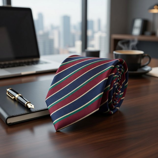 Burgundy Navy Green Classic Striped Krawatte (Von Creator hochgeladen)