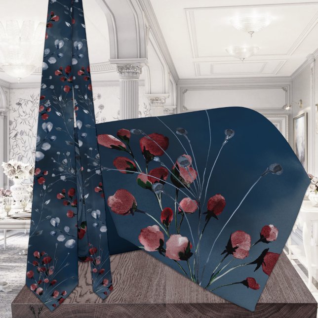 Burgundy Navy Greenery Elegant Wedding Krawatte (Von Creator hochgeladen)