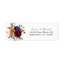 Burgundy Navy Orange Fall Floral 2 Rücksendeadress
