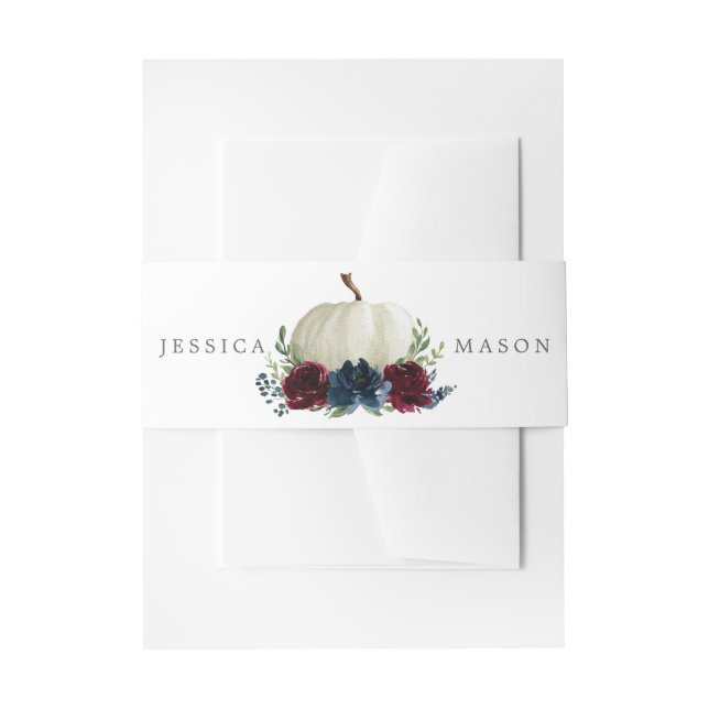 Burgundy Navy Pumpkin Wedding Einladungsbanderole (Vorderseite Beispiel)