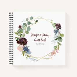 Burgundy Navy Rose Gold Geometric Guest Book Notizbuch
