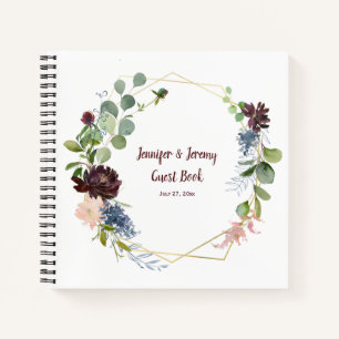 Burgundy Navy Rose Gold Geometric Guest Book Notizbuch