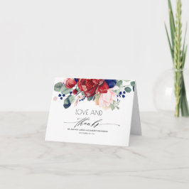 Burgundy Navy und Blush Floral Vielen Dank Dankeskarte