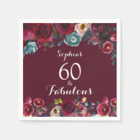 Burgundy Navy Wasserfarbe Floral 60. Geburtstag