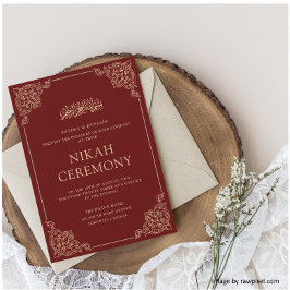 Burgundy Nikah Zeremonie Islamische Hochzeit Einladung