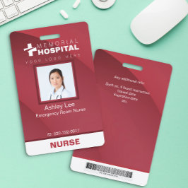 Burgundy Nurse ID Abzeichen mit Foto & Barcode Ausweis