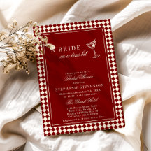 Burgundy Old Money Checkered Martini Bridal Shower