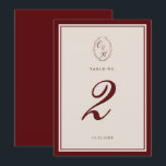 Burgundy Old Money Wedding Table Number Einladung<br><div class="desc">Burgundy Fall Wedding Table Number designed in a timeless Old Money aesthetic — a sophisticated detail for elegant autumn and winter receptions. Inspired by Quiet Luxury, Heritage Estate, and Classic Editorial wedding styles. Perfect for couples who love refined, traditional tablescapes. Style with velvet linens, candlelit centerpieces, and deep burgundy florals...</div>