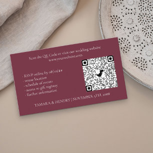 Burgundy Online UAWG QR Code Hochzeit Begleitkarte