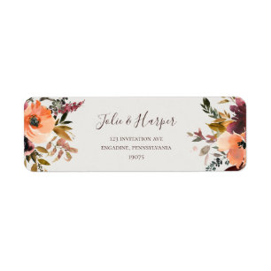 Burgundy Orange Floral Beige Rücksendeadresse