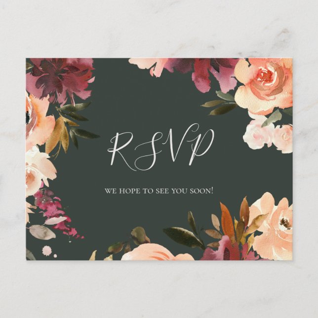 Burgundy Orange Floral | Green Song Request UAWG | Postkarte (Vorderseite)