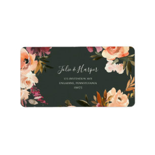 Burgundy Orange Floral Green UAWG Address Labels Adressaufkleber