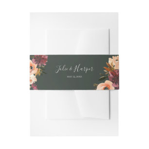 Burgundy Orange Floral   Grüne Hochzeit Einladungsbanderole