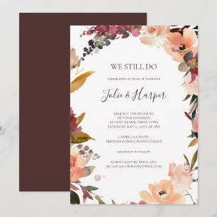 Burgundy Orange Floral wir noch machen Vow Erneuer Einladung