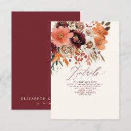 Burgundy Orange Hochzeit im Herbst Begleitkarte