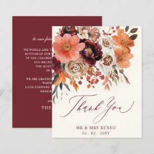 Burgundy Orange Hochzeit im Herbst Danke Karte
